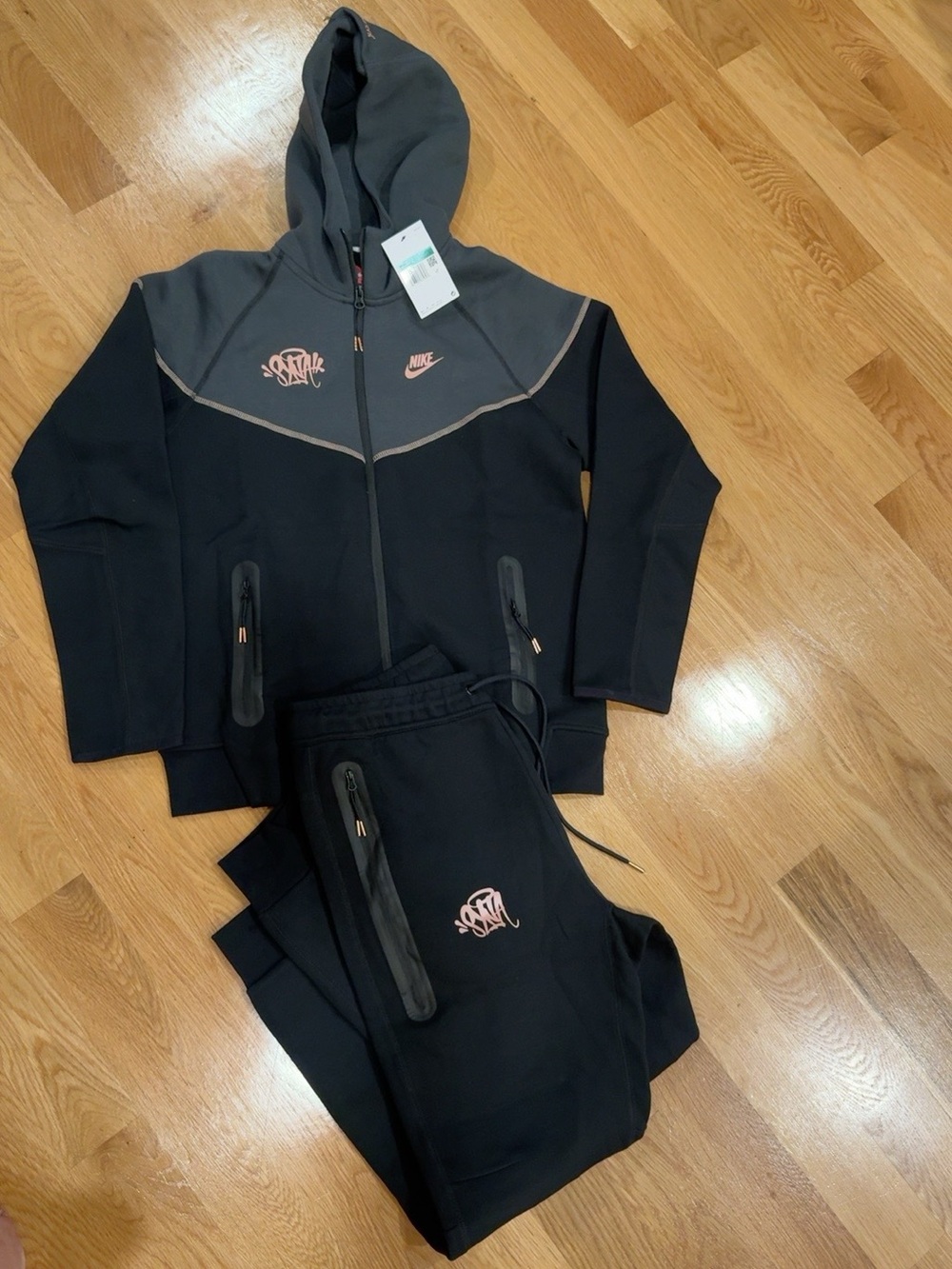 Nike x Central Cee / Syna World Tech Fleece matching tracksuit set.